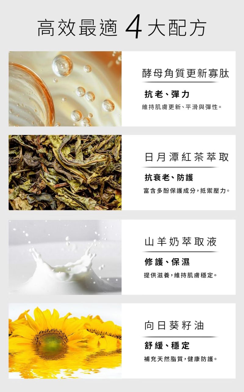 諾亞外泌體賦活乳霜高效配方，含酵母角質更新寡肽、紅茶與山羊奶萃取